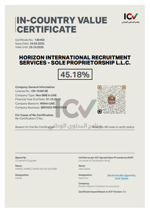 ICV Certificate